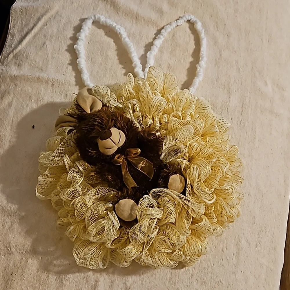 From mom's closet bunny wreath on a 9 inch bunny wreath that she made